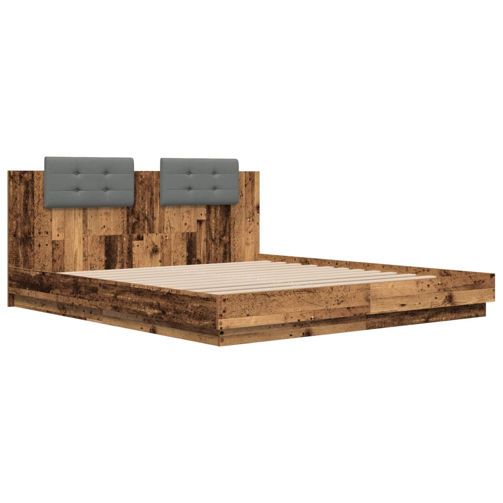 vidaXL Bettgestell mit Kopfteil Altholz 200 x 200 cm Holzwerkstoff