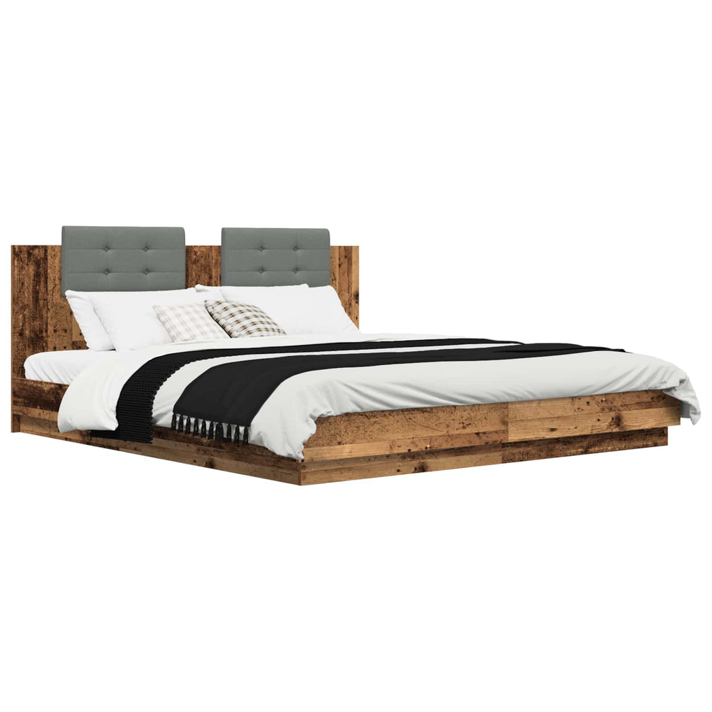 vidaXL Bettgestell mit Kopfteil Altholz 200 x 200 cm Holzwerkstoff