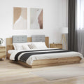 vidaXL Bettgestell mit Kopfteil Artisan-Eiche 200 x 200 cm