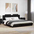 vidaXL Bettgestell mit Kopfteil Schwarz Eichen-Optik 200 x 200 cm