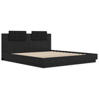 vidaXL Bettgestell mit Kopfteil Schwarz Eichen-Optik 200 x 200 cm