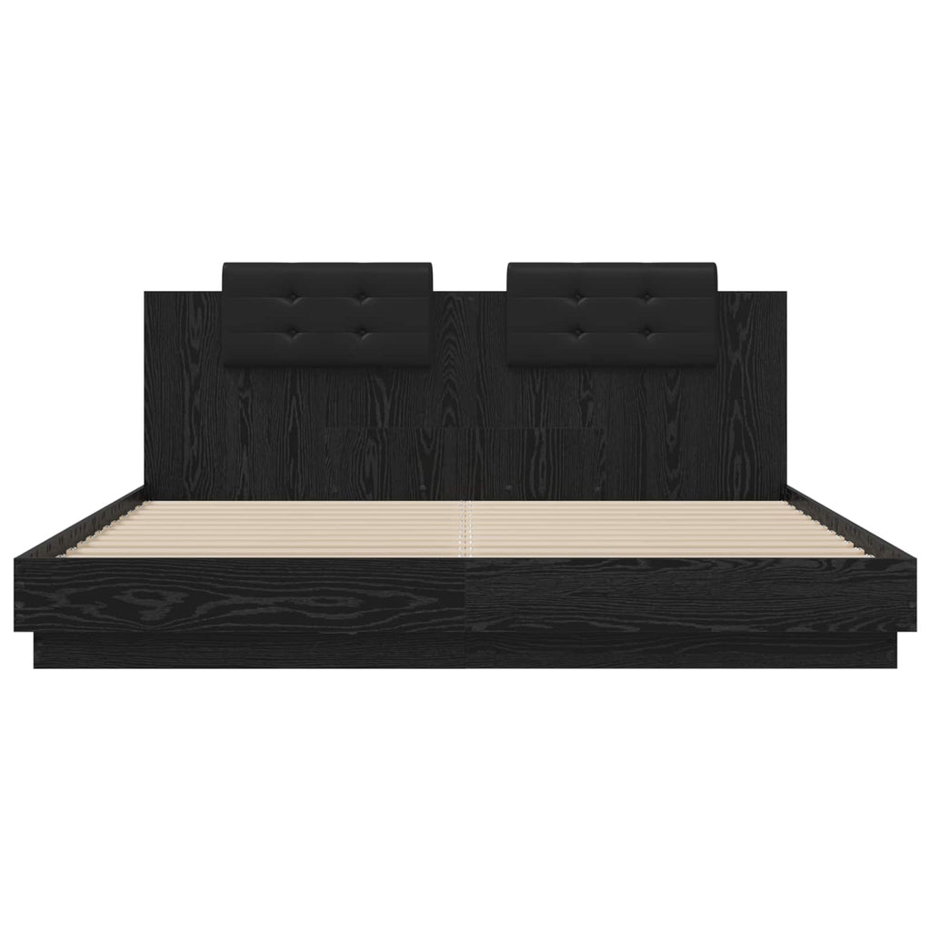 vidaXL Bettgestell mit Kopfteil Schwarz Eichen-Optik 200 x 200 cm