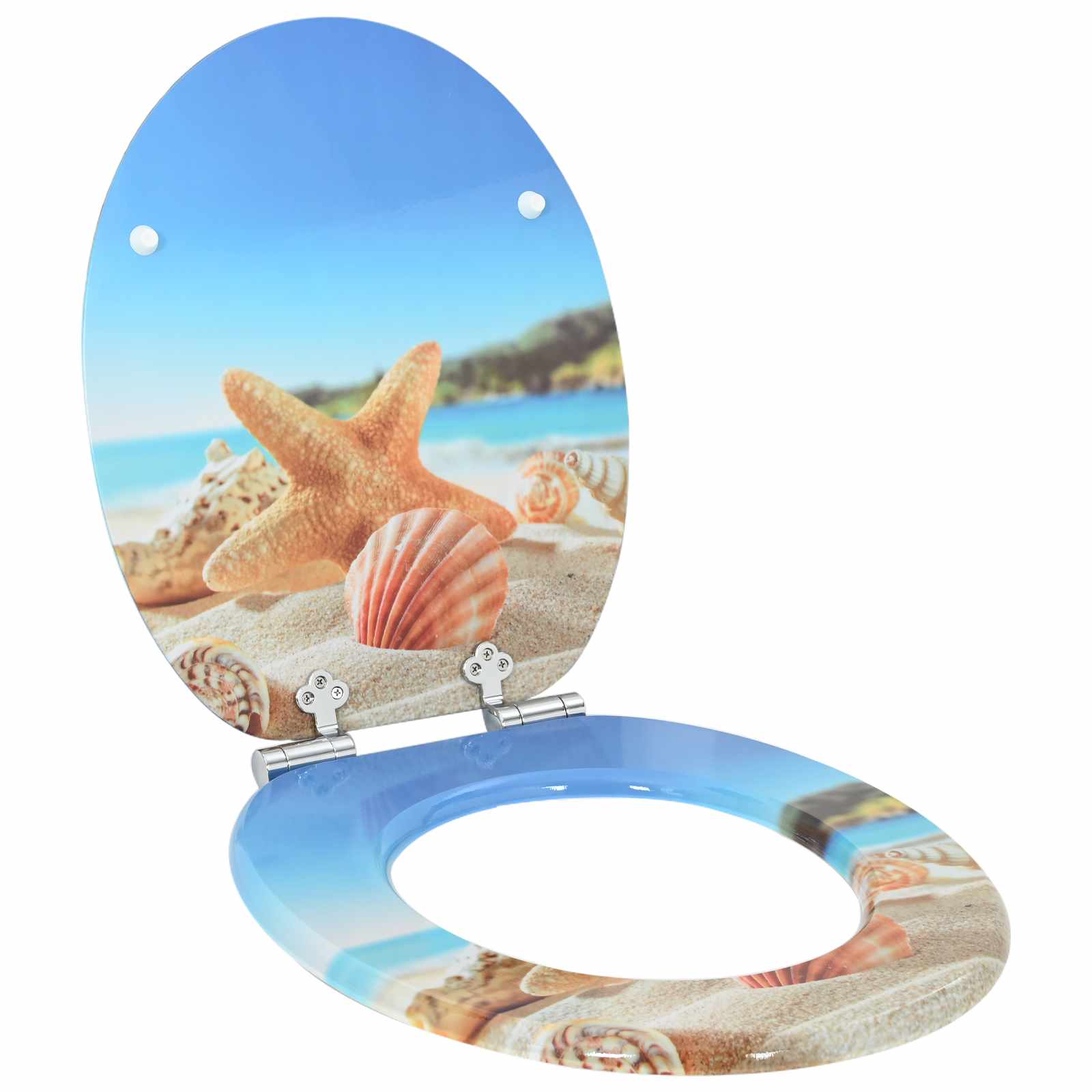 vidaXL Soft-Close Toilettensitz 2 pcs Meeres Muschel 44 x 38 cm