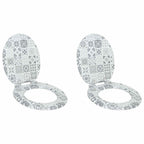 vidaXL Soft-Close Toilettensitz 2 pcs Blau und Weiß Porzellan