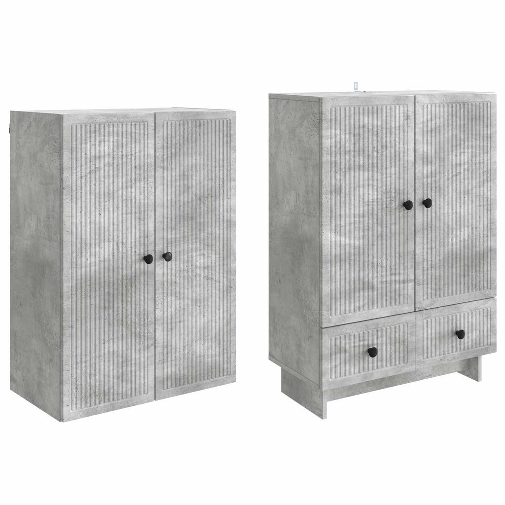 vidaXL Schrankset 2 pcs Betongrau 66 x 34,5 x 95 cm Holzwerkstoff