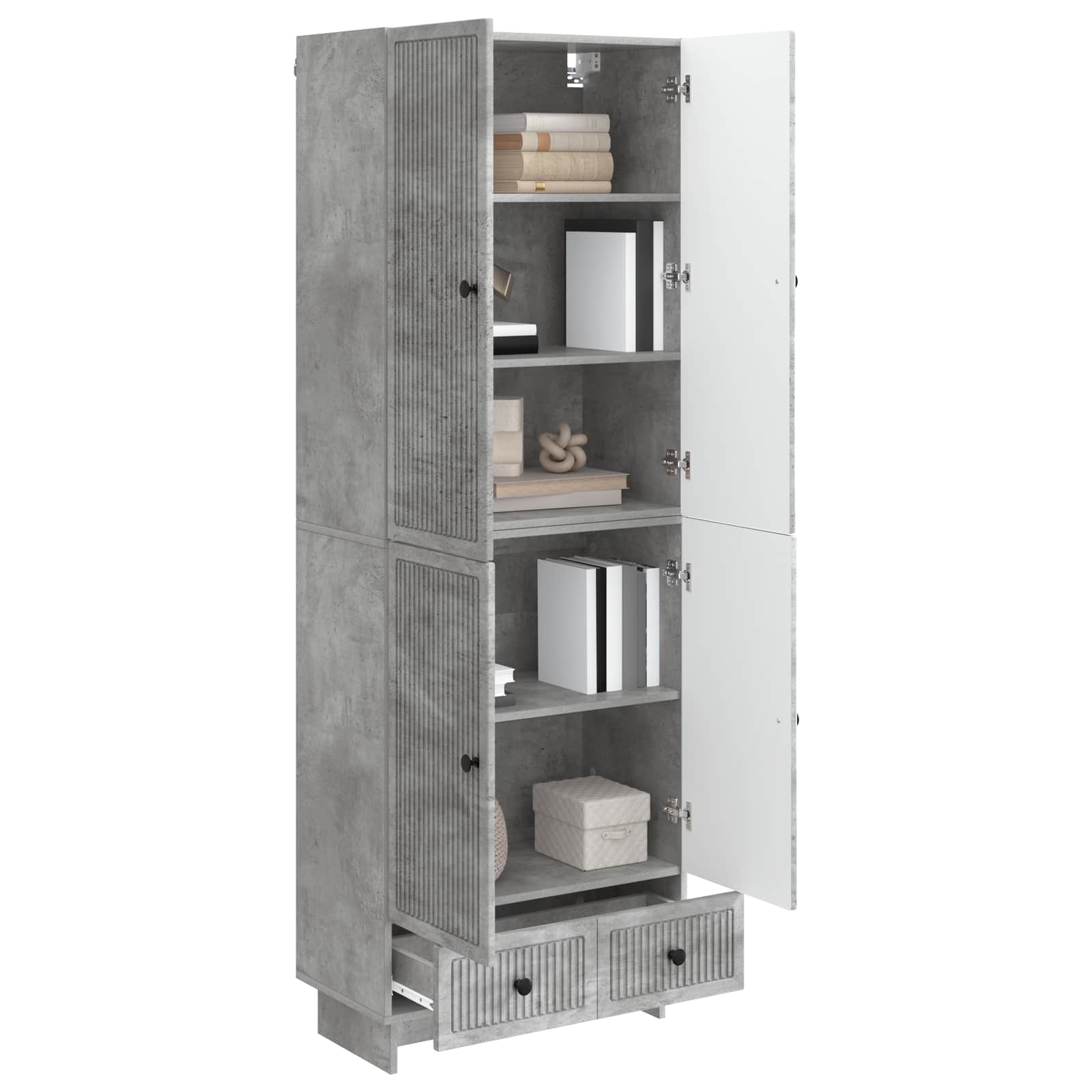 vidaXL Schrankset 2 pcs Betongrau 66 x 34,5 x 95 cm Holzwerkstoff