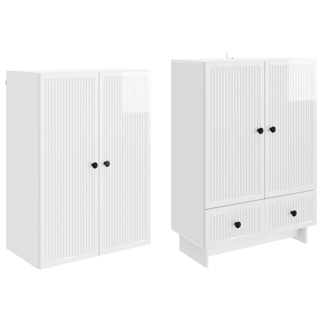 vidaXL Schrankset 2 pcs Hochglanz Weiß 66 x 34,5 x 95 cm Holzwerkstoff