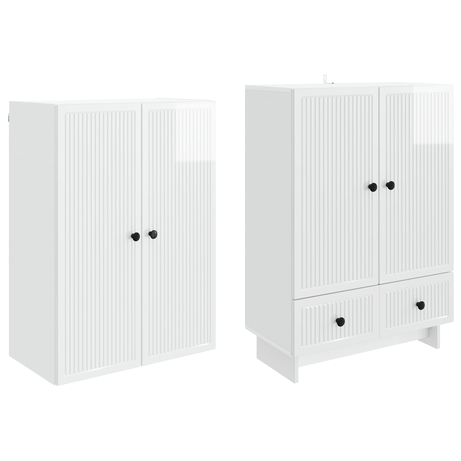 vidaXL Schrankset 2 pcs Hochglanz Weiß 66 x 34,5 x 95 cm Holzwerkstoff