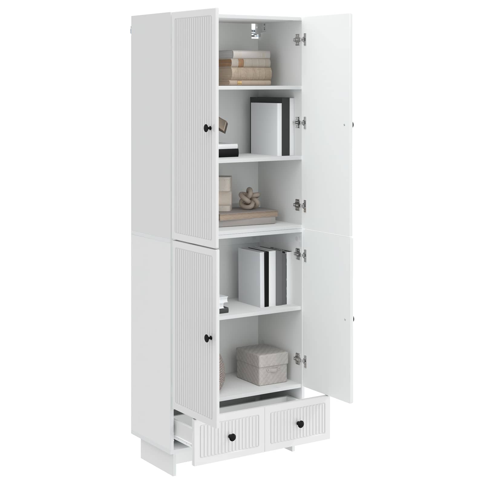 vidaXL Schrankset 2 pcs Hochglanz Weiß 66 x 34,5 x 95 cm Holzwerkstoff
