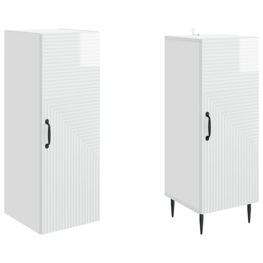 vidaXL Schrankset 2 pcs Hochglanz Weiß 33 x 34,5 x 89,5 cm