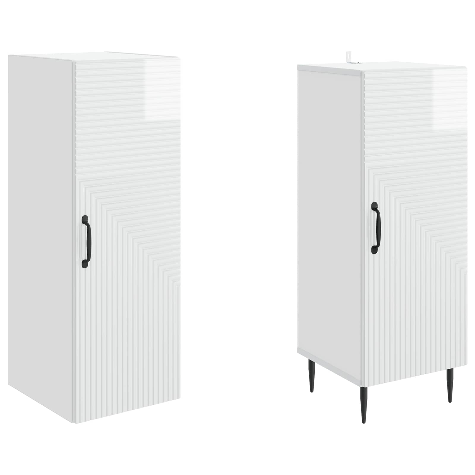 vidaXL Schrankset 2 pcs Hochglanz Weiß 33 x 34,5 x 89,5 cm
