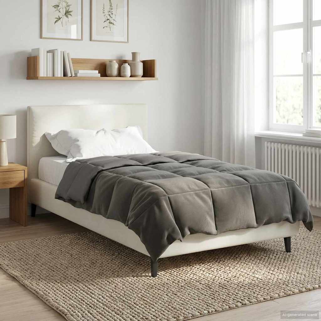 vidaXL Ganzjahresbettdecke Gepolstert Hellgrau 135 x 200 cm Mikrofaser