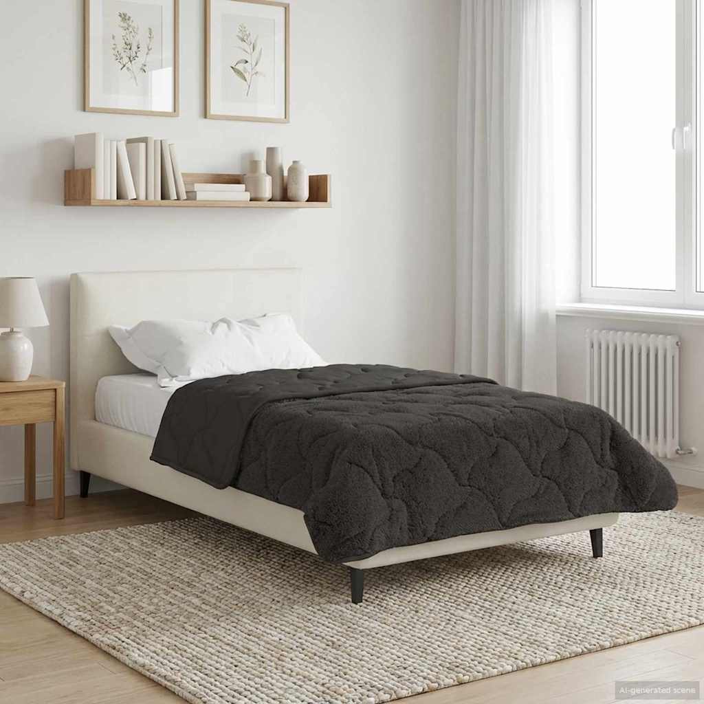 vidaXL Sommerdecke Anthrazit 135 x 200 cm Mikrofaser und Teddy-Fleece