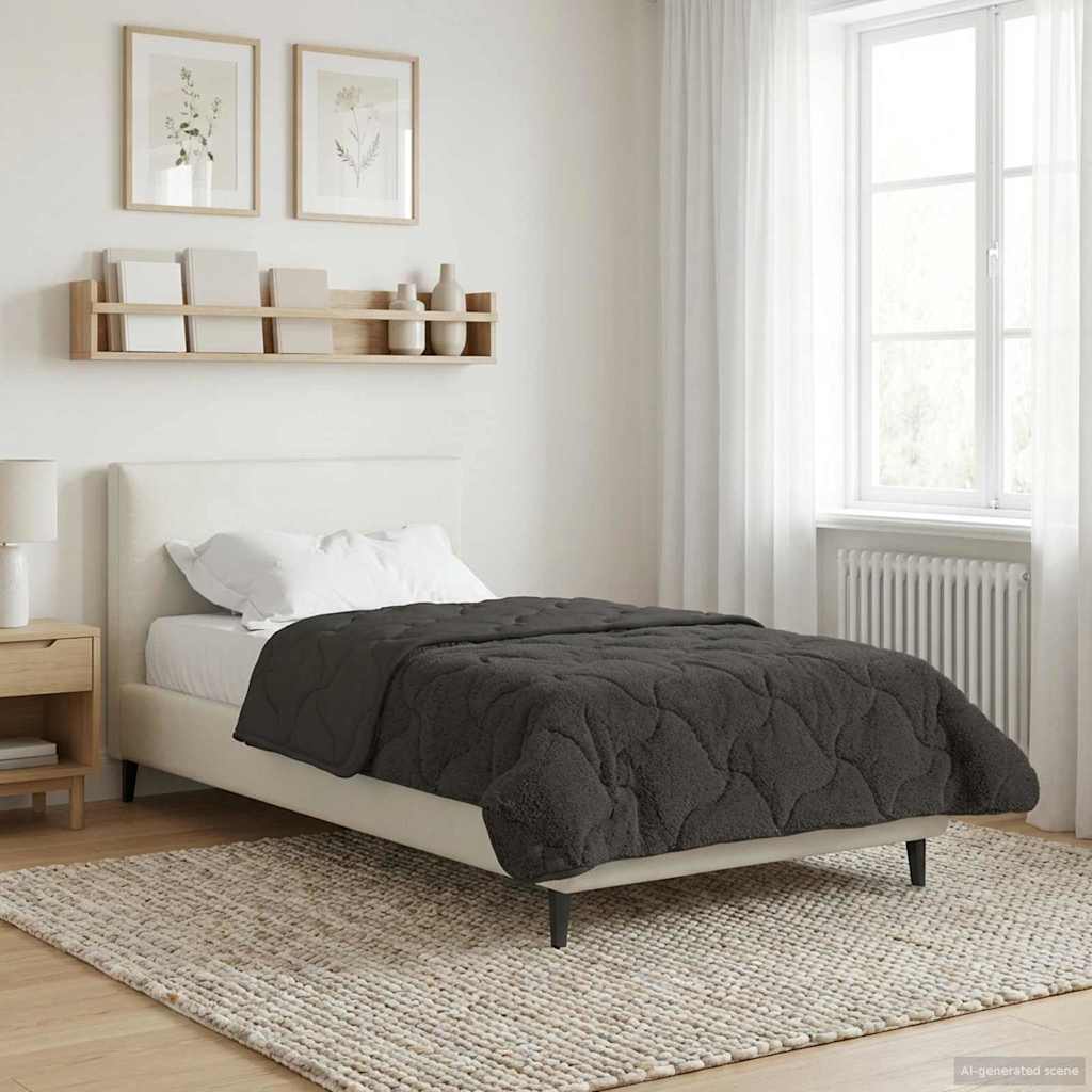 vidaXL Ganzjahresbettdecke Gepolstert Anthrazit 135 x 200 cm