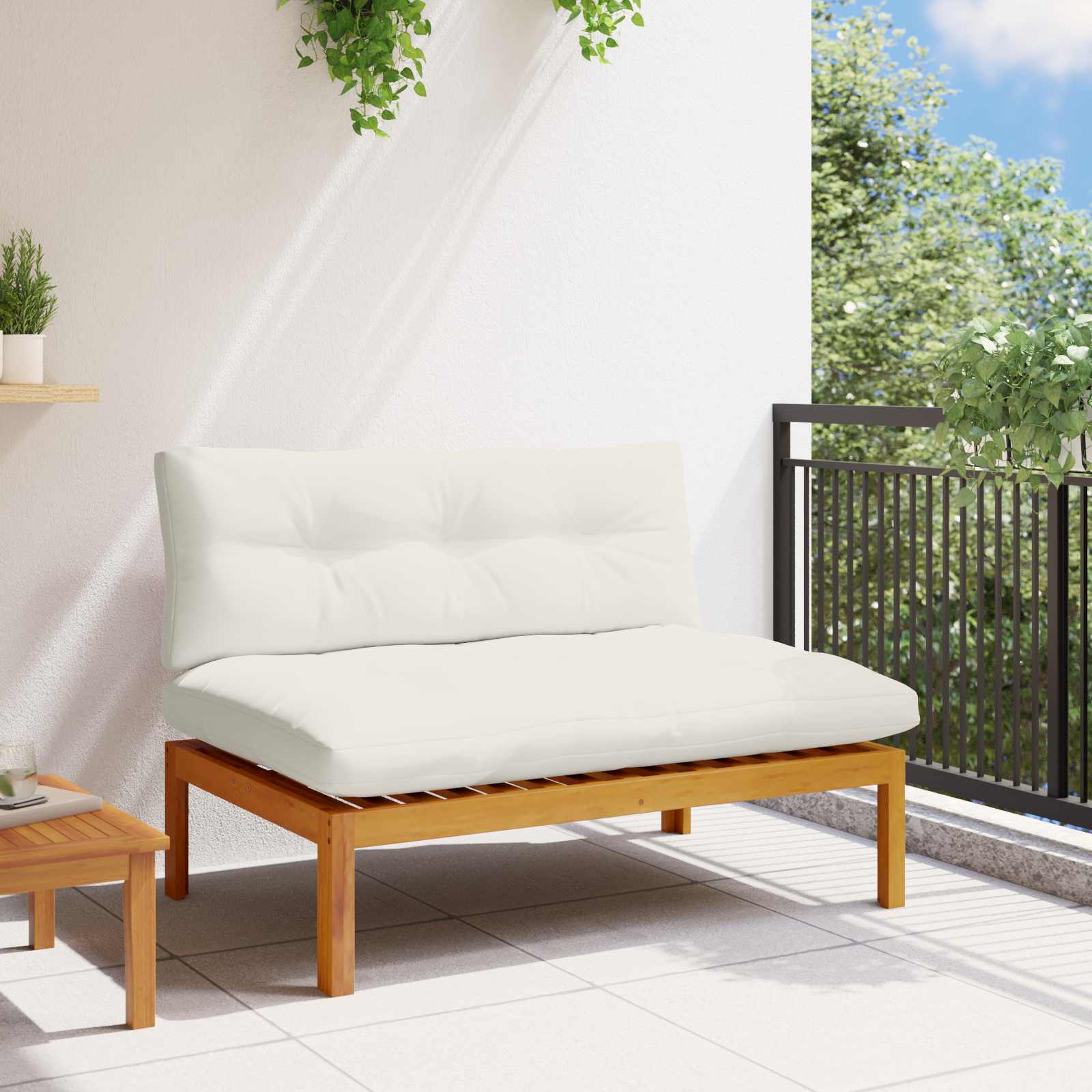 vidaXL Mittelsofa Einheit Natürlich und Cremweiß 120 x 80 x 82 cm