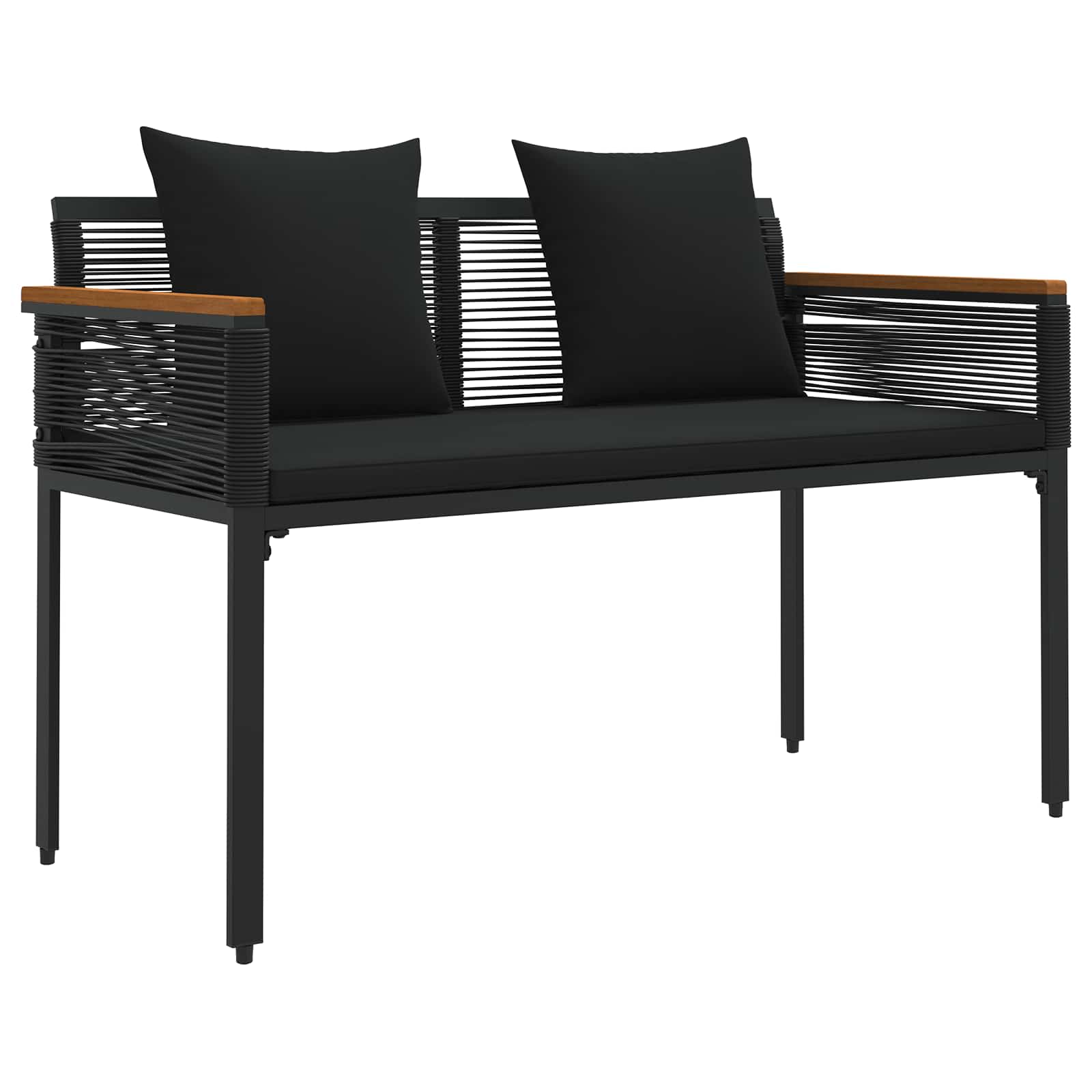 vidaXL Gartenmöbel Set mit Kissen 4 pcs Schwarz Poly-Rattan