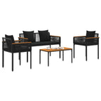 vidaXL Gartenmöbel Set mit Kissen 4 pcs Schwarz Poly-Rattan