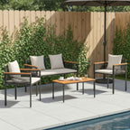 vidaXL Gartenmöbel Set mit Kissen Schwarz und Cremeweiß Poly-Rattan