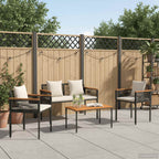 vidaXL Gartenmöbel Set mit Kissen Schwarz und Cremeweiß Poly-Rattan