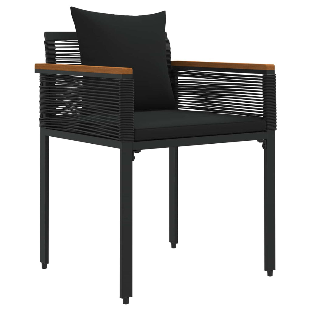 vidaXL Gartenmöbel Set mit Kissen Schwarz Poly-Rattan