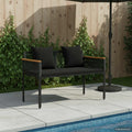 vidaXL Bank Outdoor mit Kissen Schwarz 117 x 54 x 74,5 cm Poly-Rattan