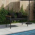 vidaXL Bank Outdoor mit Kissen Schwarz 117 x 54 x 74,5 cm Poly-Rattan