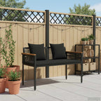 vidaXL Bank Outdoor mit Kissen Schwarz 117 x 54 x 74,5 cm Poly-Rattan