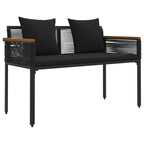 vidaXL Bank Outdoor mit Kissen Schwarz 117 x 54 x 74,5 cm Poly-Rattan