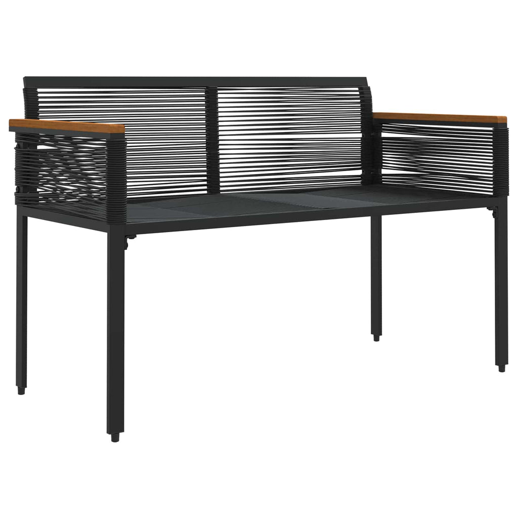 vidaXL Bank Outdoor mit Kissen Schwarz 117 x 54 x 74,5 cm Poly-Rattan