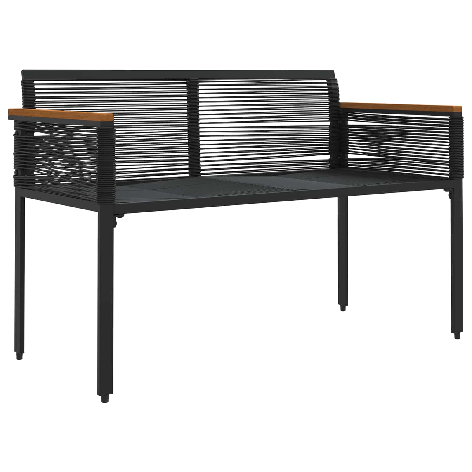 vidaXL Bank Outdoor mit Kissen Schwarz 117 x 54 x 74,5 cm Poly-Rattan
