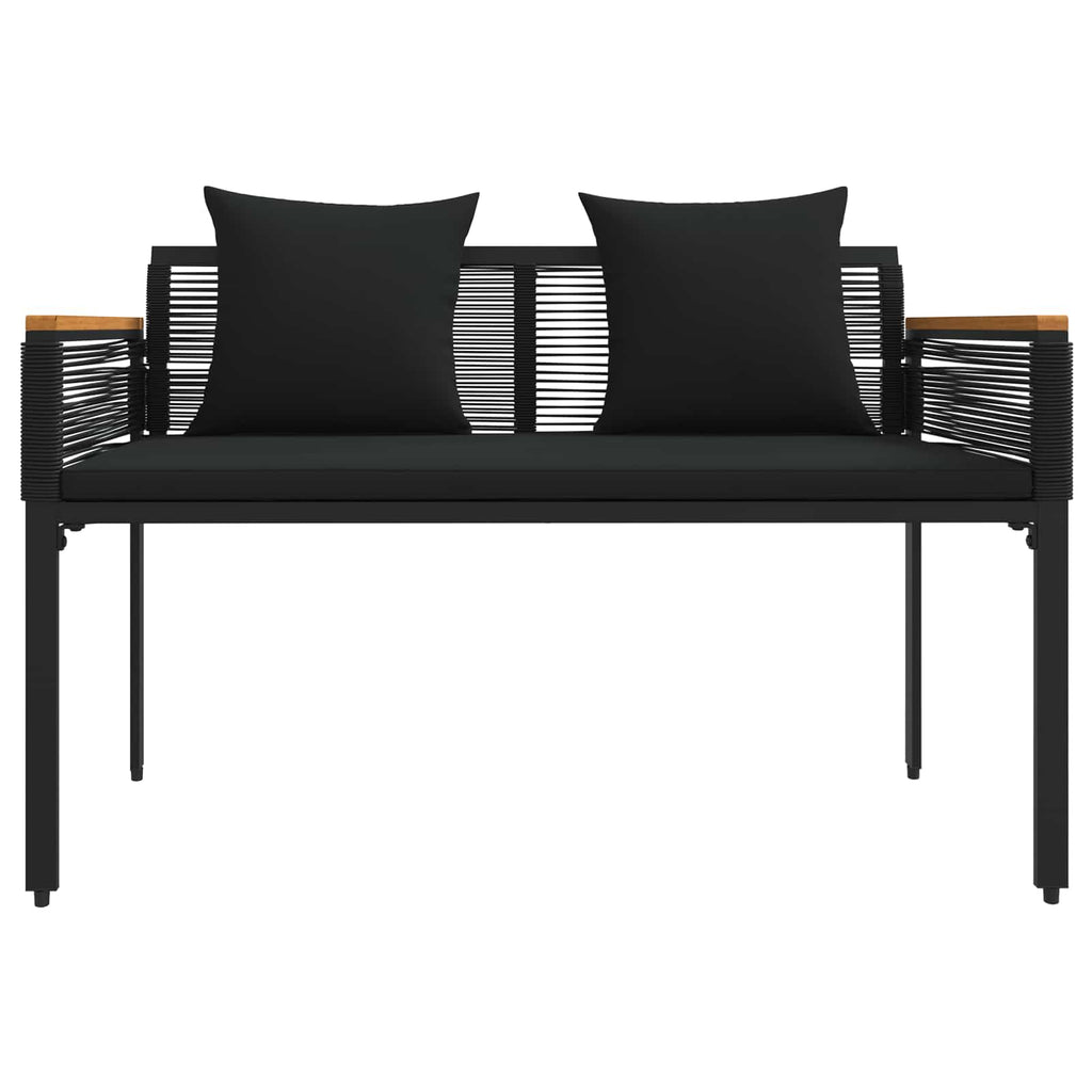 vidaXL Bank Outdoor mit Kissen Schwarz 117 x 54 x 74,5 cm Poly-Rattan