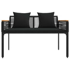vidaXL Bank Outdoor mit Kissen Schwarz 117 x 54 x 74,5 cm Poly-Rattan