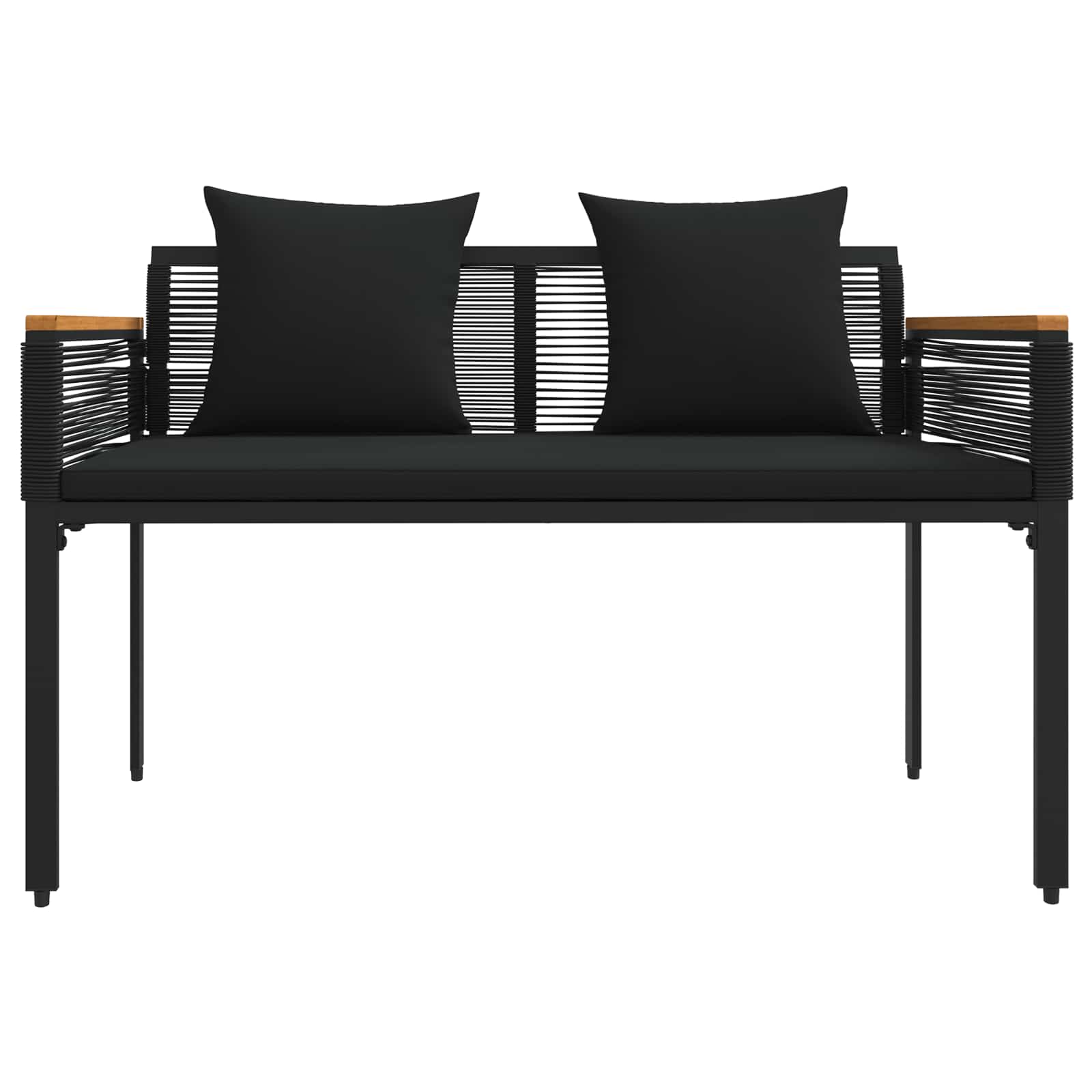vidaXL Bank Outdoor mit Kissen Schwarz 117 x 54 x 74,5 cm Poly-Rattan