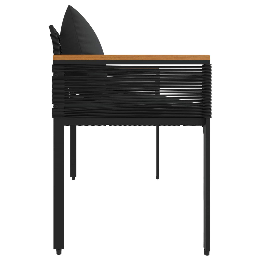 vidaXL Bank Outdoor mit Kissen Schwarz 117 x 54 x 74,5 cm Poly-Rattan