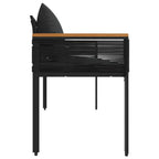 vidaXL Bank Outdoor mit Kissen Schwarz 117 x 54 x 74,5 cm Poly-Rattan