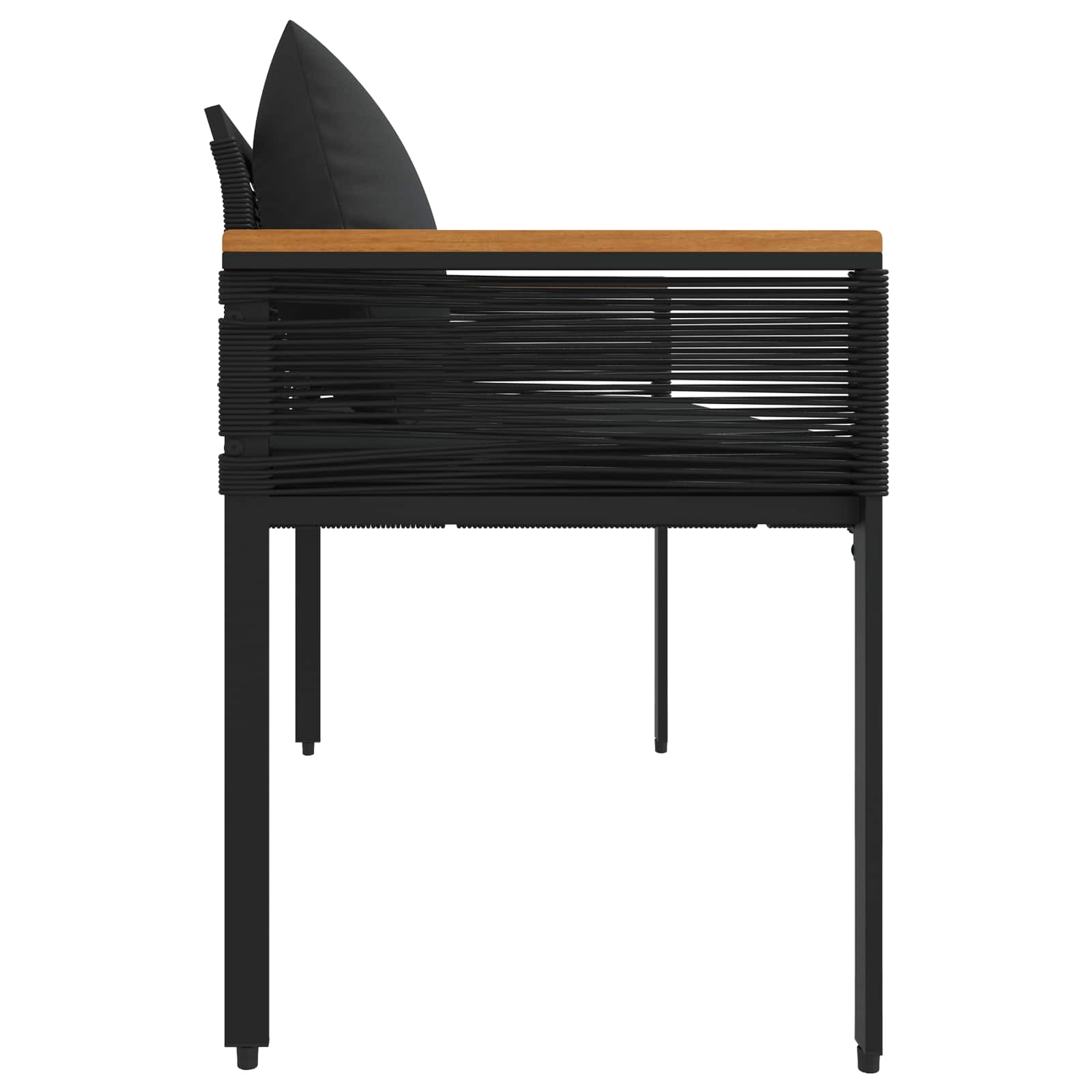 vidaXL Bank Outdoor mit Kissen Schwarz 117 x 54 x 74,5 cm Poly-Rattan