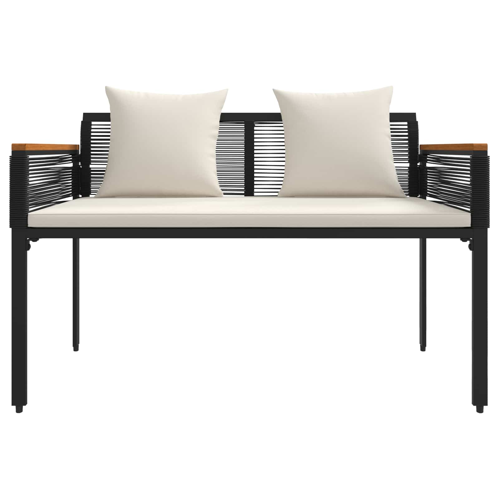 vidaXL Bank Outdoor Schwarz und Cremeweiß 117 x 54 x 74,5 cm