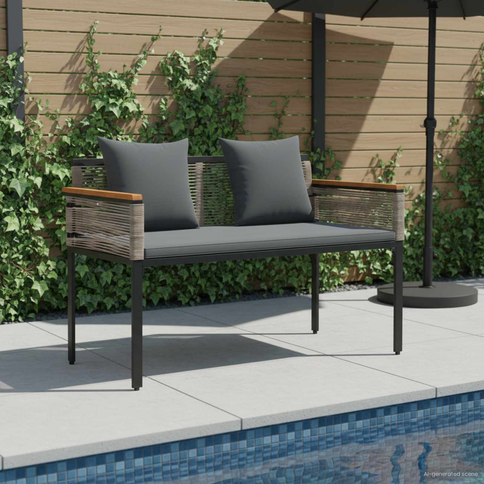 vidaXL Bank Outdoor Grau und Dunkelgrau 117 x 54 x 74,5 cm Poly-Rattan