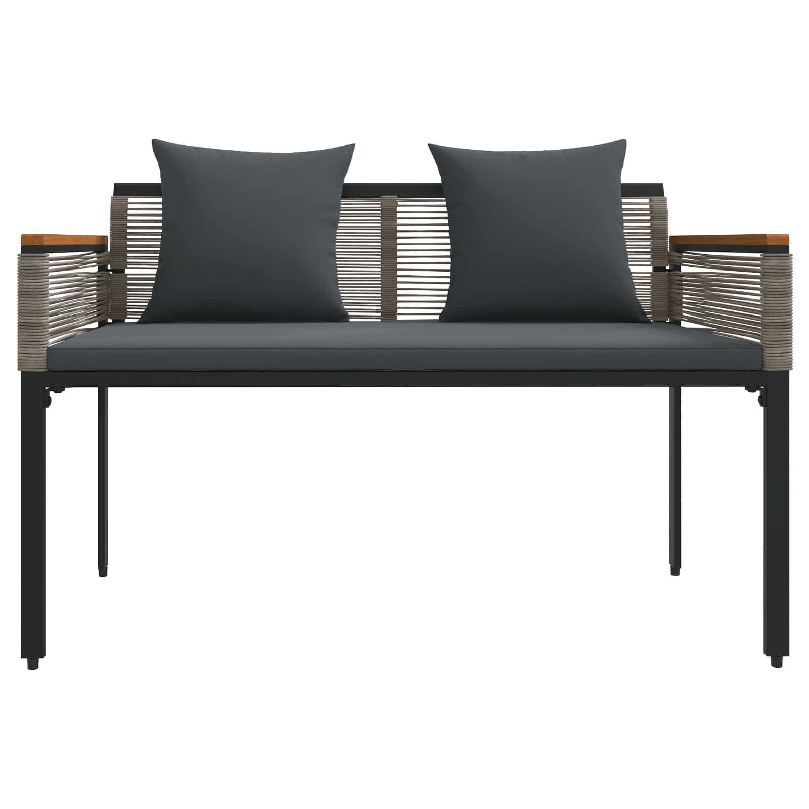 vidaXL Bank Outdoor Grau und Dunkelgrau 117 x 54 x 74,5 cm Poly-Rattan