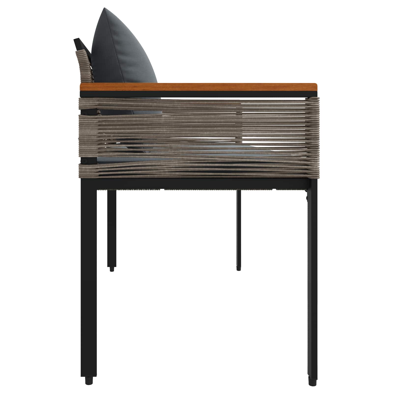 vidaXL Bank Outdoor Grau und Dunkelgrau 117 x 54 x 74,5 cm Poly-Rattan