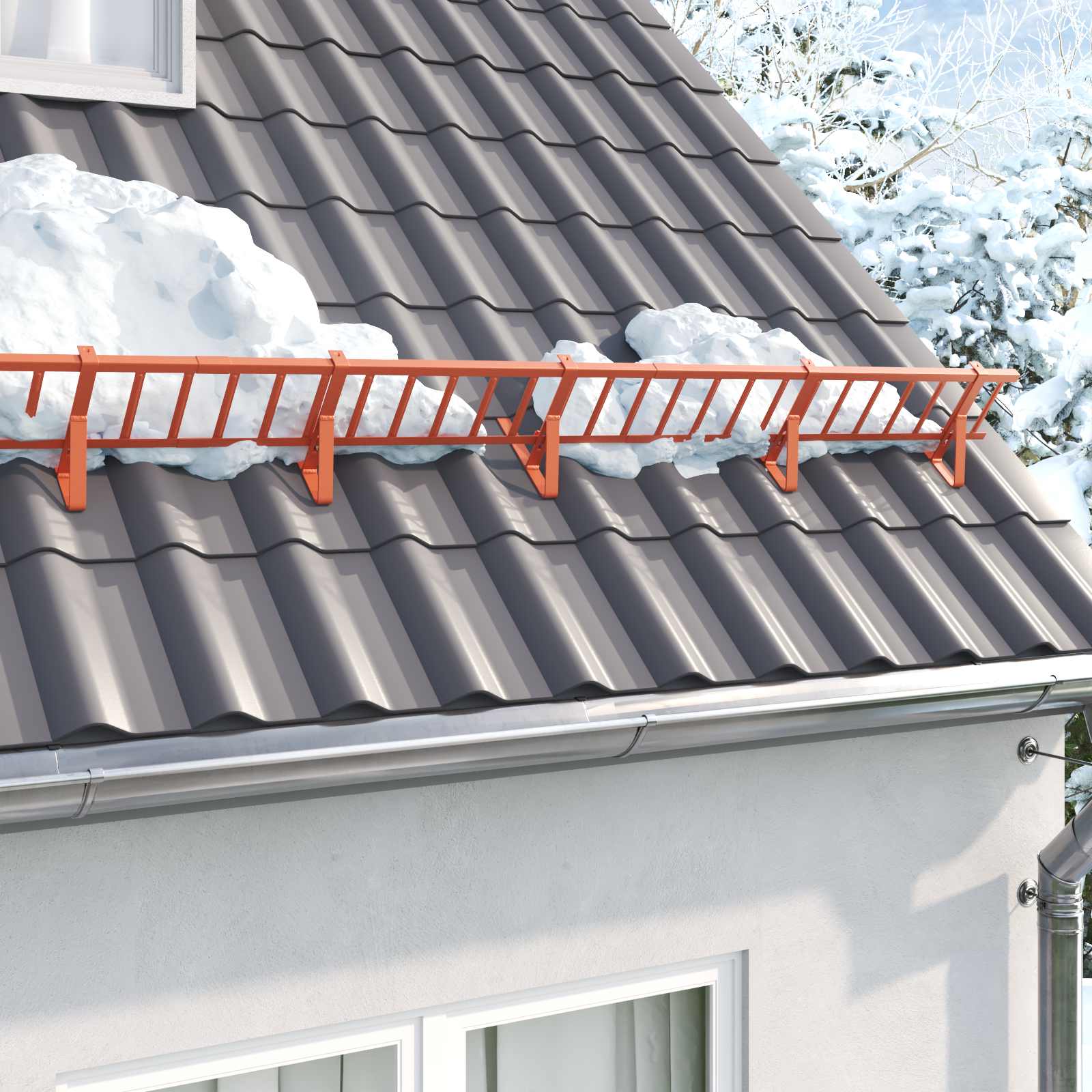 vidaXL Schneewächter Unterstützung 2 pcs Rot 29,5 x 3 x 34,5 cm Stahl