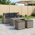vidaXL Garten-Fußhocker mit Kissen 2 Stück Grau Poly-Rattan