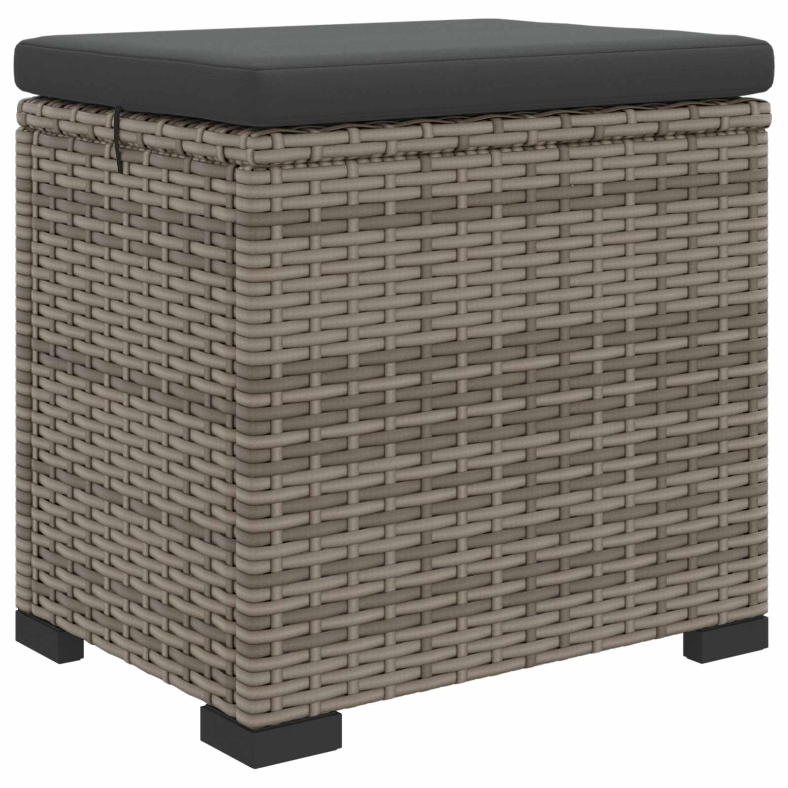 vidaXL Garten-Fußhocker mit Kissen 2 Stück Grau Poly-Rattan