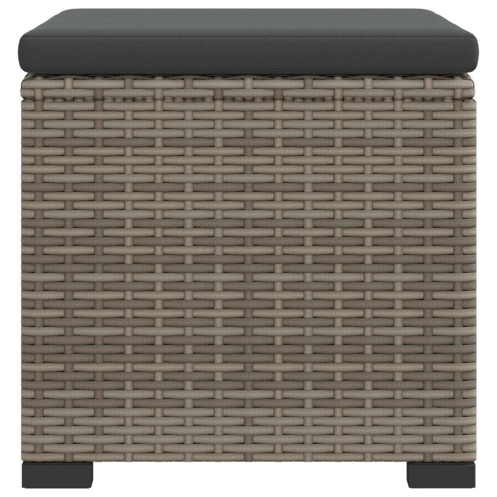 vidaXL Garten-Fußhocker mit Kissen 2 Stück Grau Poly-Rattan