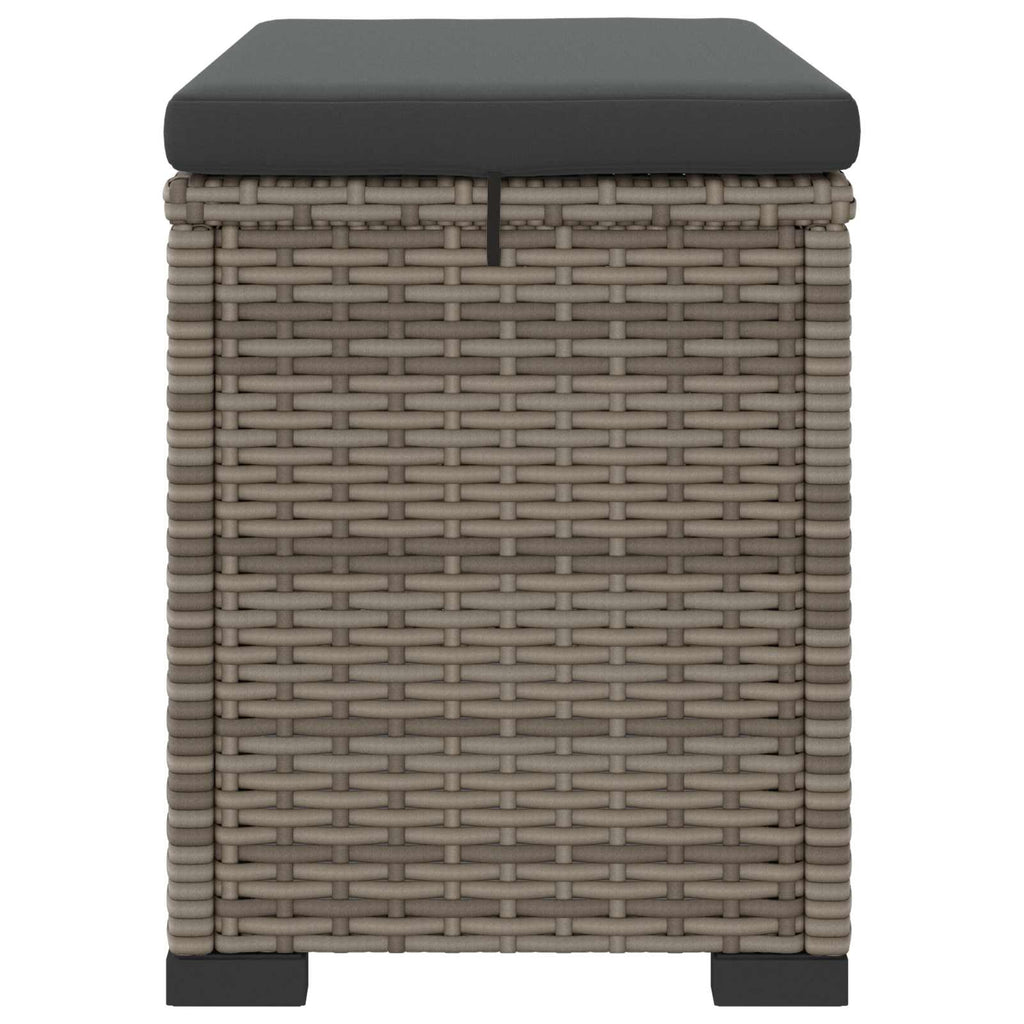 vidaXL Garten-Fußhocker mit Kissen 2 Stück Grau Poly-Rattan