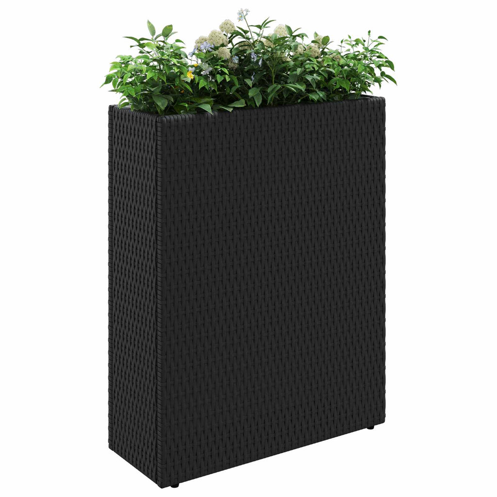 vidaXL Hoher Pflanzkübel Schwarz 55 x 22 x 70 cm Poly-Rattan