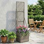 vidaXL Gartenpflanzer mit Gitter Grau 35 x 30 x 135 cm Poly-Rattan