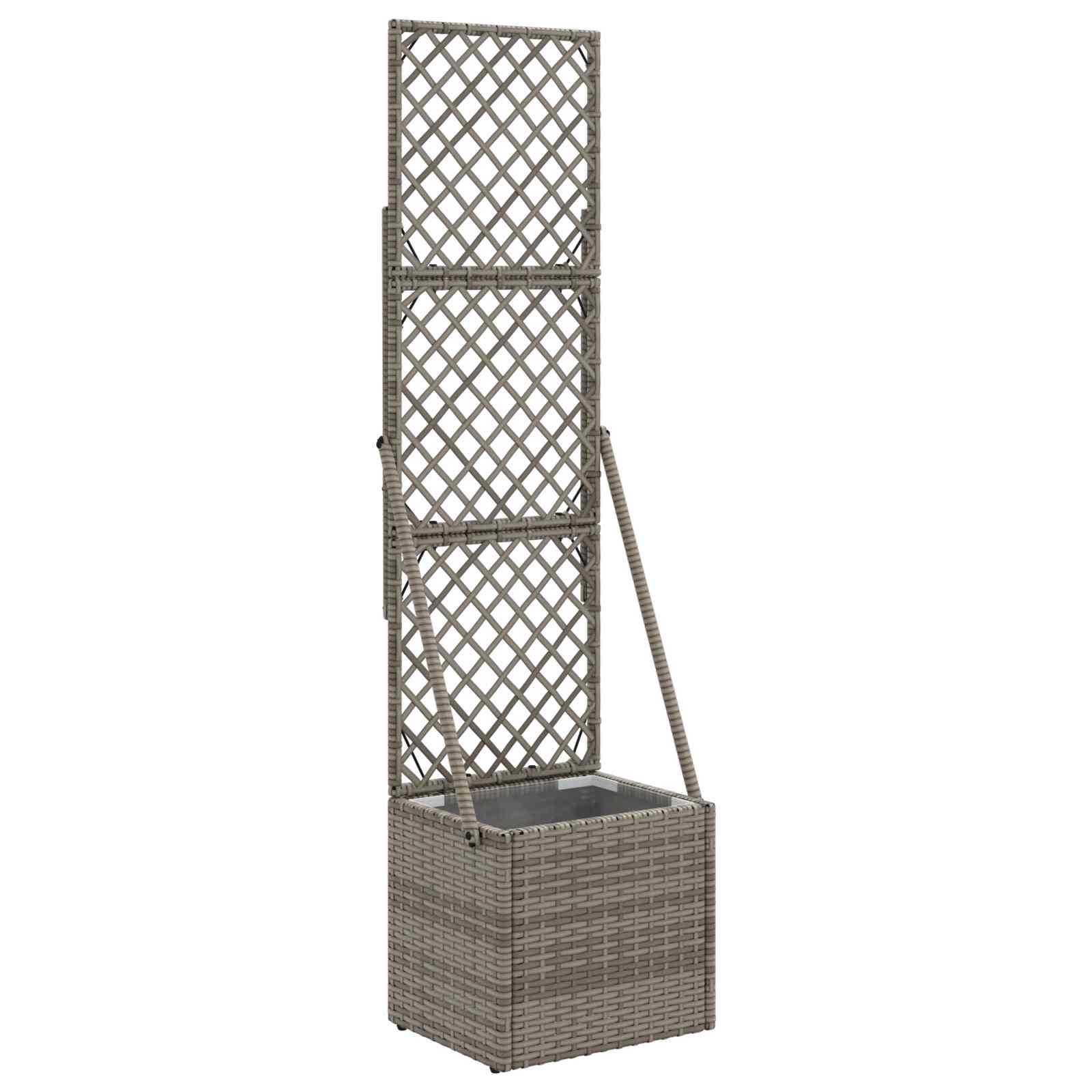 vidaXL Gartenpflanzer mit Gitter Grau 35 x 30 x 135 cm Poly-Rattan