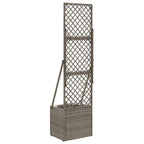 vidaXL Gartenpflanzer mit Gitter Grau 35 x 30 x 135 cm Poly-Rattan