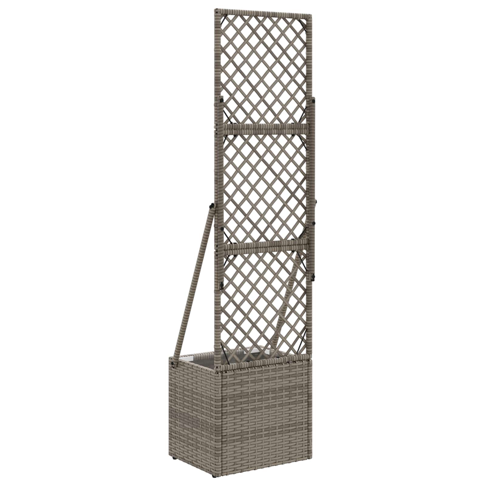 vidaXL Gartenpflanzer mit Gitter Grau 35 x 30 x 135 cm Poly-Rattan